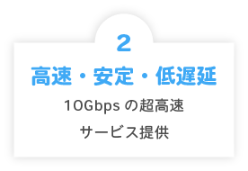 2.高速・安定・低遅延。10Gbpsの超高速サービス提供